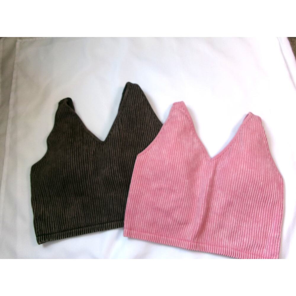 🔥90 Degree by Reflex Pink Ribbed Longline Sports Bra Women's Medium